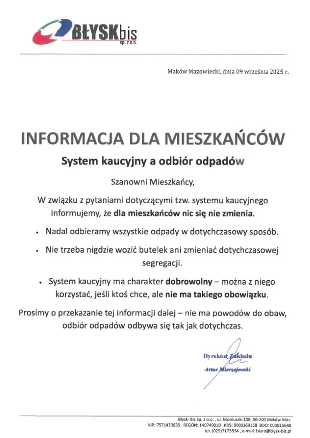 Informacja śmieci